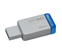 Kingston Technology DataTraveler 50 64GB 64GB USB 3.0 (3.1 Gen 1) USB Type-A connector Blue, Silver USB flash drive