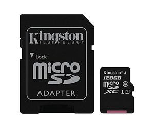 Kingston Technology SDC10G2/128GB 128 GB UHS Class 1/Class10 Flash Memory Card (microSDXC to SD Adapter Included), Black