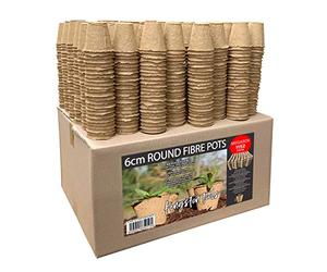 Kingston Tools Megabox 1152 Round Fibre Pots 6cm Gardening Pot - Peat-Free Biodegradable Wood Pulp - Ideal for Seeds, Seedlings and Cutting -