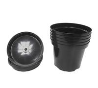 Kingston Tools Set of 5x 4L Plant Pots and 5x Saucers Strong Recycled Plastic Planters in Black for Plants, Vegetables and Flowers