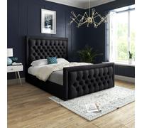 Kingston Upholstered Soft Black Velvet Bed Frame DS Living Black King