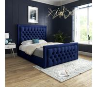 Kingston Upholstered Soft Blue Velvet Bed Frame DS Living Blue Super King