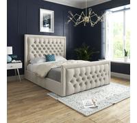 Kingston Upholstered Soft Cream Velvet Bed Frame DS Living Beige Single