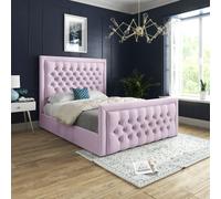 Kingston Upholstered Soft Pink Velvet Bed Frame DS Living Pink King
