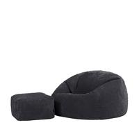Kingston XL Jumbo Cord Classic Dome Bean Bag and Footstool ICON Charcoal Extra Large