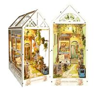 KingStora DIY Garden House BookNook- Creative Educational 3D Puzzle Bookend, Handcrafted Model, White & Transparent Dollhouse (Sylvia Garden)