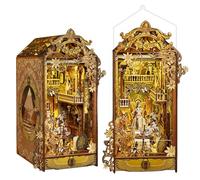 KingStora Tracing The Mysterious City - DIY Book Nook Kit, Wood Bookend with LED Lights, Egyptian Themed Bookends Desk Decor