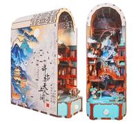 KingStora Traditional Chinese Poetry Art DIY Book Nook - Mountain and Water Landscape - 3D Puzzle, Handcrafted Bookend for Adult