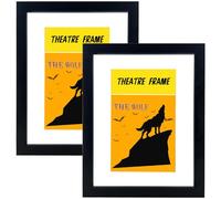KingSun 2 Pack, Playbill Frame with Real Glass,Black Theatre Frame with White Matting, Holds 5.5x8.5-inch Media with Installed Hanger and Stand