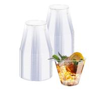 KINGSUSLAY 50PCS Premium Plastic Party Cups, Clear Hard Plastic Cups with 265ml / 9oz, Reusable Plastic Glasses, Tumblers, Clear Cups for Drinks, Cocktail, Dessert, Wedding, Christmas Parties..