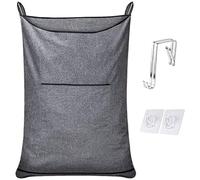 KINGSUSLAY Hanging Laundry Hamper, Space Saving Hanging Hamper Bag and Over The Door Hamper (89 x 56CM, Pop Heather Grey)