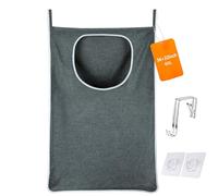 KINGSUSLAY Hanging Laundry Hamper with Free Hanging Hooks, Space Saving Over The Door Hamper (89 x 56CM, Heather Grey)