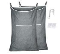 KINGSUSLAY Hanging on Laundry Bag, Collapsible Hanging Washing Basket,89 x 56CM X-Large Capacity Door Hanging Laundry Bag and Door Laundry Basket for Dirty Laundry(2Pack, Mid Heather Grey)