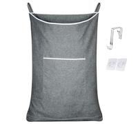 KINGSUSLAY Hanging on Laundry Bag, Collapsible Hanging Washing Basket，X-Large Capacity Door Hanging Laundry Bag and Door Laundry Basket for Dirty Laundry(89 x 56CM, Mid Heather Grey)
