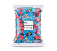 Kingsway Bubblegum Mermaids 1kg Bulk Bag, Fizzy Gummy Sweets | Blue and Pink Fruit Flavour Chews for Party Bags and Sharing
