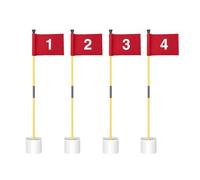 KINGTOP Miniature Golf Flagstick, Practice Putting Green Flags for Yard, Golf Pin Flag Hole Cup Set, Portable 2-Section Design, 3ft Flagpole, Indoor | Outdoor, Red Flag Numbered #1 2 3 4, 4-Pack