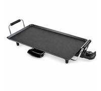 Kingtos Electric Table Top Teppanyaki Grill with 8 Wooden Spatulas, Large Non-Stick Griddle Plate, Adjustable Thermostat Control, Built-In Oil Drip Tray, Indoor BBQ Meat Cooking, Fish & Veg