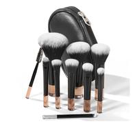 Kingtree Portable ON THE GO Makeup Brush Set, 10PCS Mini Makeup Brushes Set with Brush Pouch, Easy-taken Travel Size Full Complete Function Cosmetic Brushes Kit