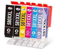 KINGWAY 580XXL 581XXL Ink Cartridges Replacement for Canon PGI-580 CLI-581 PGI-580XL CLI-581XL Ink Compatible with Pixma TS705 TR8550 TR7550 TS6150 TS6250 TS6251 TS6350 TS8350 TS8352, 6 Pack