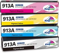 KINGWAY 913A Ink Cartridges for HP 913 913A Ink Multipack for HP PageWide 352dw 377dw 377dn PageWide Pro 352dn 452dn 452dw 477dn MFP 477dw MF Managed P55250dw MFP P57750dw, 4 Pack