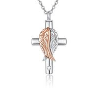 KINGWHYTE Angel Wing Cremation Necklace for Ashes 925 Sterling Silver Urn Jewellery Memories Gifts for Women Men
