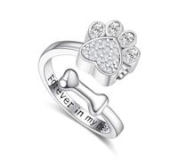 KINGWHYTE Ashes Ring 925 Sterling Silver Paw Print Urn Ring for Women Ashes Jewellery Dog Memorial Cremation Jewellery for Ashes Dog Lovers Gifts for Women