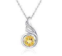 KINGWHYTE Birthstone Necklace 925 Sterling Silver Phoenix Princess Necklace, Phoenix Pendant for Women Birthstone Jewellery Birthday Gift for Her(November)