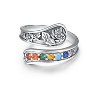 KINGWHYTE Chakra Ring for Women 925 Sterling Silver Adjustable Rings Healing Jewellery Chakra Gifts for Mom Daughter Yoga Lover