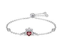 KINGWHYTE Claddagh Bracelet 925 Sterling Silver Celtic Knot Birthstone Bracelets Irish Celtic Jewellry for Women Birthday Anniversary Christmas Gifts for Friends Sister