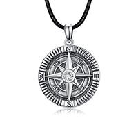 KINGWHYTE Compass Necklace 925 Sterling Silver Go in the Directon of Your Dream Pendant Graduation Jewellery Gifts for Men