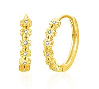 KINGWHYTE Daisy Hoop Earrings 925 Sterling Silver Daisy Flower Huggie Earring Birthday Jewellery Gifts for Women Girls