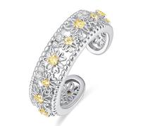 KINGWHYTE Daisy Ring 925 Sterling Silver Daisy Flower Ring Adjustable Open Ring as Weeding Gift, Valentine'S Day Gift, Anniversaries Gift for Women Girls Christmas Gifts