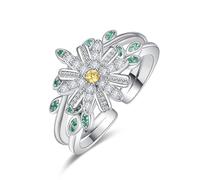 KINGWHYTE Daisy Ring 925 Sterling Silver Thumb Rings for Women Adjustable Hope Flower Ring Daisy Jewellery Gifts for Women Girls