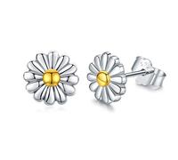 KINGWHYTE Daisy Stud Earrings 925 Sterling Silver Flower Earring for Women | Mother's Day Birthday Gifts Ear Studs For Wife Daughter Mom