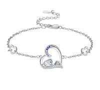 KINGWHYTE Elephant Bracelet 925 Sterling Silver Heart Animal Bracelet Elephant Jewelry Gifts for Women Mum Girls Daughter