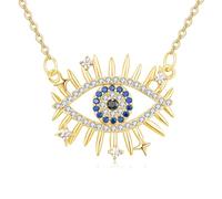 KINGWHYTE Evil Eye Necklace 925 Sterling Silver Turkish Evil Eye Pendant for Women Gold Star Eye Amulet Necklace Protection Luck Jewelry