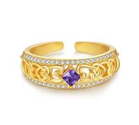 KINGWHYTE February Birthstone Celtic Ring 925 Sterling Silver Adjustable Thumb Ring Amethyst Engagement Wedding Rings Women Gold Celtic Jewellery Women February Birthstone Gifts