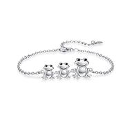 KINGWHYTE Frog Bracelet 925 Sterling Silver Animal Bracelet Adjustable Frog Bracelets Birthday Christmas Jewellery Gifts for Women Girls