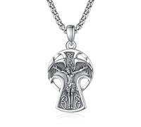 KINGWHYTE Jesus Cross Necklaces for Men,925 Sterling Silver Jesus Celtic Cross Amulet Pendant Necklace,Protection Jewelry Religious Gifts for Men Women