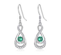 KINGWHYTE May birthstone Earrings for Women 925 Sterling Silver Infinity Drop Earrings Emerald Dangle Earring Green Jewellery Birthday Gifts