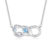 KINGWHYTE Mermaid Tail Necklace 925 Sterling Silver Infinity Fish Tail Necklace Aquamarine Whale Tail Pendant with Shell Starfish Nautical Jewellery Birthday Gift