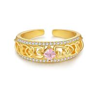 KINGWHYTE October Birthstone Ring 925 Sterling Silver Celtic Rings for Women Chunky Gold Finger Rings Tourmaline Birthstone Jewellery Engagement Wedding Birthday Gifts