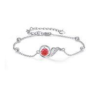 KINGWHYTE Opal Bracelet 925 Sterling Silver Phoenix Princess Bracelets Friendship Jewellery Birthday Gifts for Women Girls(Red Opal)