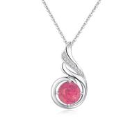 KINGWHYTE Opal Necklace 925 Sterling Silver Phoenix Princess Necklace, Opal Pendant for Women Birthstone Jewellery Birthday Gift for Her(June Opal)