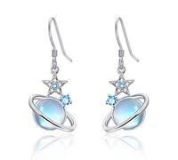 KINGWHYTE Planet Star Earrings 925 Sterling Silver Milky Way Moonstone Earrings Galaxy Jewellery Celestial Gifts for Women Girl Friends