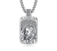 KINGWHYTE St Michael/St Christopher Necklace S925 Sterling Silver Archangel Saint Michael Protect Pendant Jewellery Graduation Gifts for Women Men, Rectangle