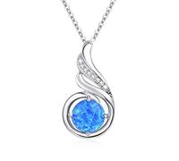 KINGWHYTE Sterling Silver Phoenix Pendant Necklace, Opal Birthstone Jewellery for Women, Birthday Gift for Her