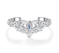 KINGWHYTE Thumb Rings for Women 925 Sterling Silver Celtic Ring Adjustable Wishbone Ring with Cubic Zirconia His and Her Wedding Bands Promise Jewellery for Couples