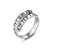 KINGWHYTE Viking Ring 925 Sterling Silver Adjustable Nordic Viking Runes Arrow Rings Vegvisir Compass Jewellery Protection Ring for Men Women