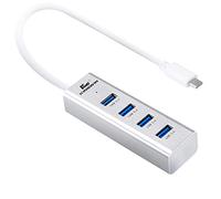 Kingwin Portable Aluminum 4-Port USB Hub comes with The Latest Type-C Interface to USB 3.0 Data Compatible with Ios, Android Gadgets, USB Flash Drives and Other Devices
